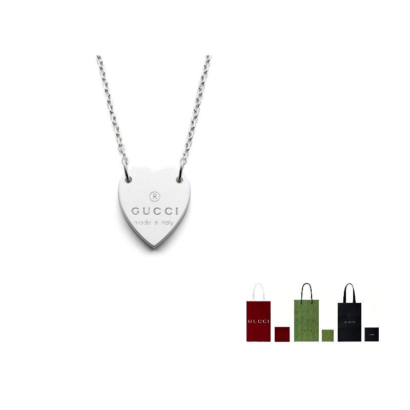 Gucci Trademark Heart Necklace Silver YBB223512001
