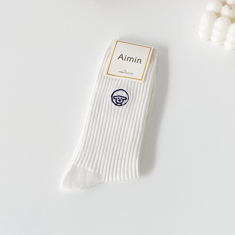 

Женские весенне-осенние хлопковые носки-трубы с мультяшной вышивкой и изображением вытянутого животного 1 pair