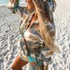 Tooxika New Vacation Style Casual Printed Long Sleeved Shorts Two-piece Set