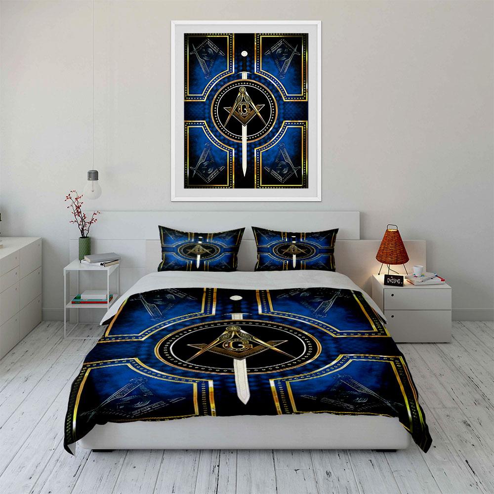 Masonic Decor Set Wall Hanging Multiple Sizes Kid'S And Adults' Bedroom Exquisite 3Pc Bedding Set, Gift