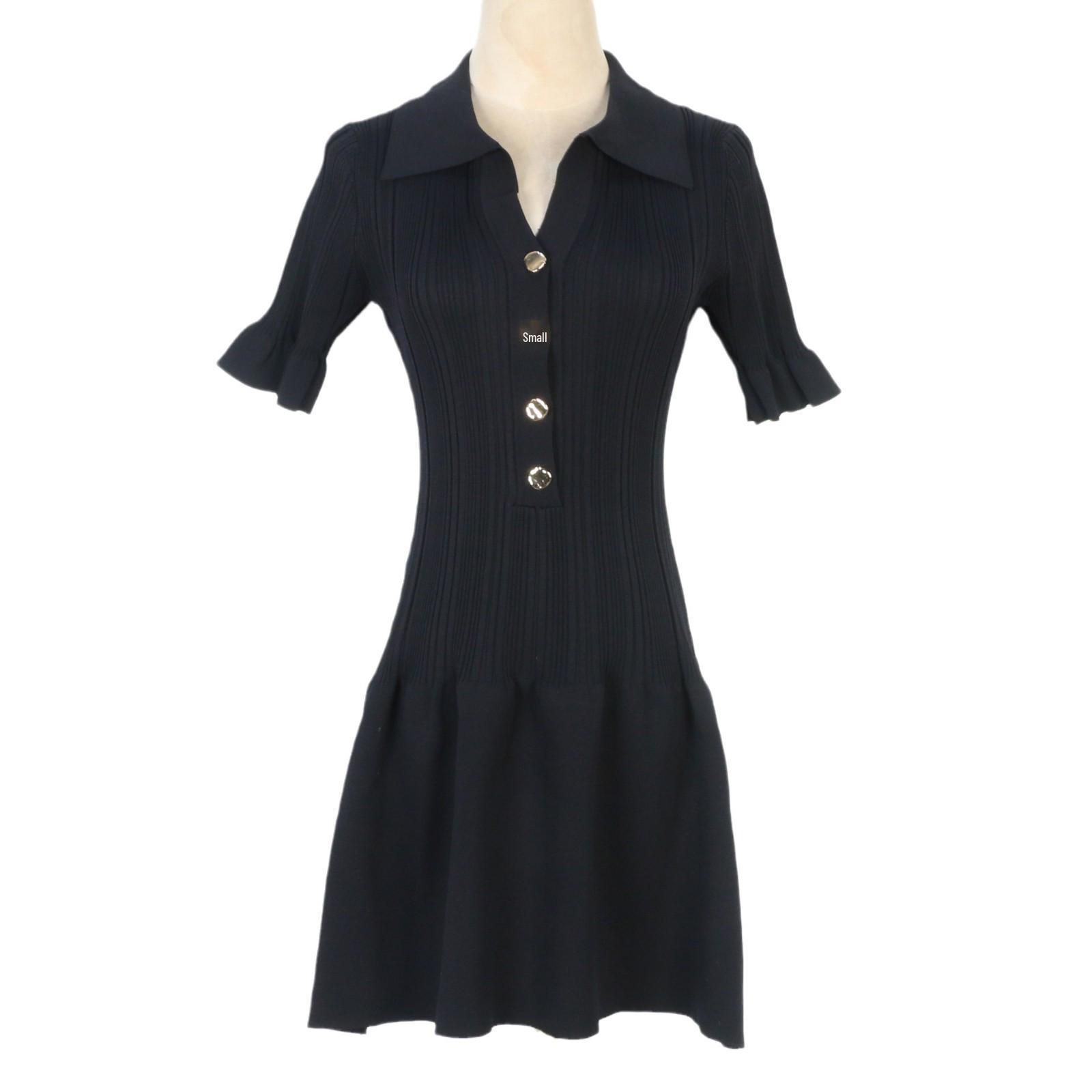 

Pink V-Neck A-Line Knitted Dress with Ruffle Sleeves and Fishtail Hem Small