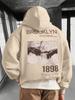 Modischer Retro Streetwear Hoodie für Jungs, Adam Hände Kunst & Brooklyn Letter Grafik auf dem Rücken, Hip Hop Locker Sport Oberteil