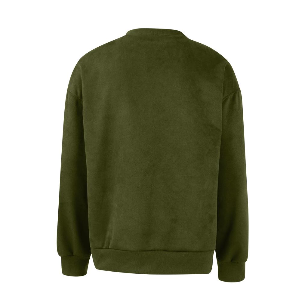 Men's Solid Color Loose Casual Suede Round Neck Sweatshirt
