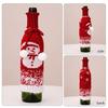 Set of 3 Festival Knitted Wine Bottle Sleeves With Gradual Color Featuring Santa, Snowmans, and Reindeers Wine Bottle Cover