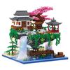 Mountain Forest Architecture Micro Daimond Block Peach Blossom Pool Building Brick Toy Assemble Nanobrick Collection With Light