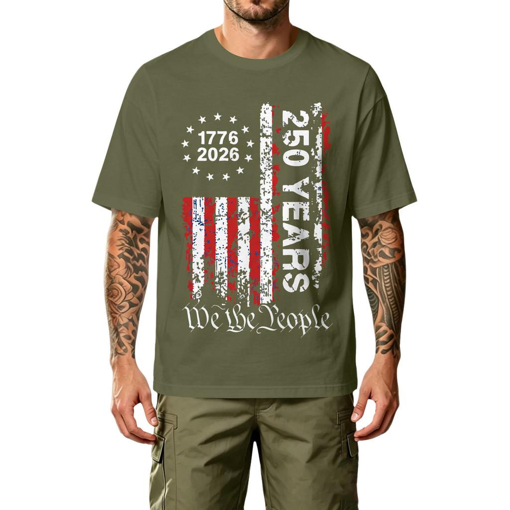 Men's Casual Printed T-Shirt Short Sleeve Crew Neck Relaxed Fit Cotton Blend Comfortable Lightweight Top for Outdoor Sports and Daily Wear