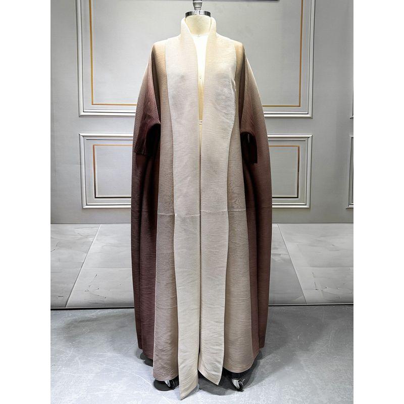 

Джеллаба Женская одежда Со сборками Градиентный цвет Длинный тренч Рукав летучая мышь Арабская одежда Кардиган Платье Gradient Cafe All yards