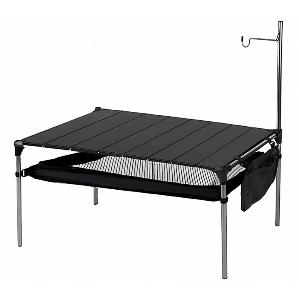 Camping Aluminum Alloy Table Outdoor Compact Folding Table with Light Pole Collapsible Picnic Table for Backyards Party Hiking