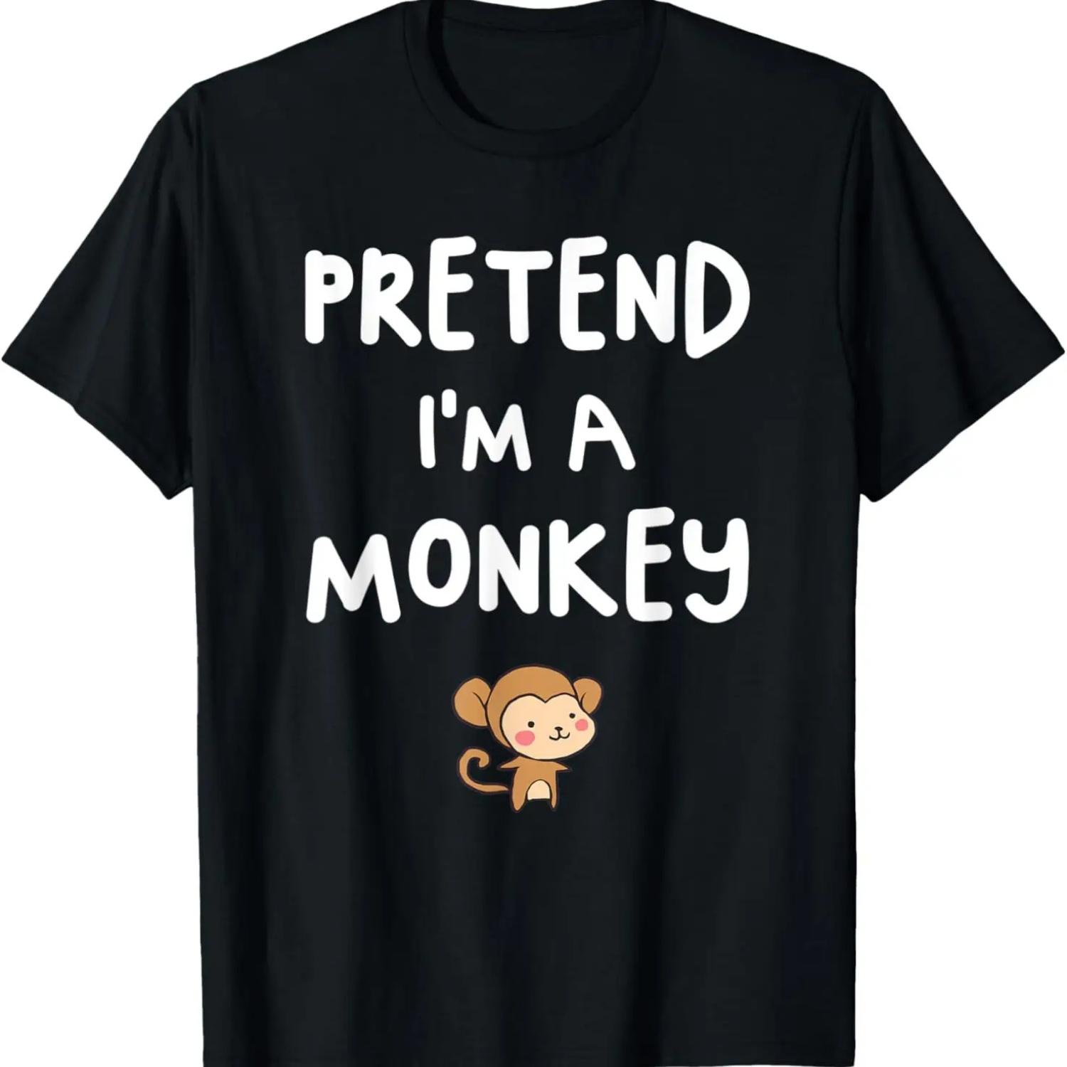 Pretend I m a Monkey Funny Easy Halloween Costume T-Shirt S чёрный