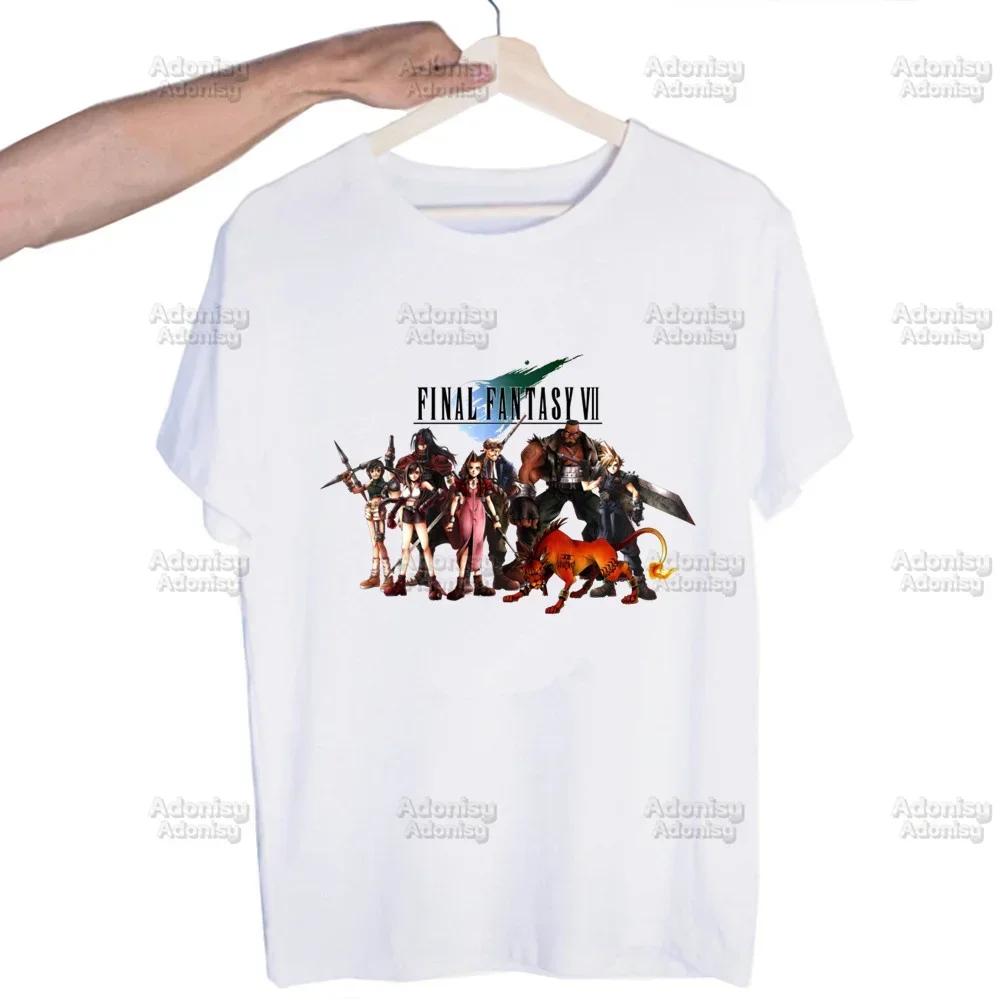 Final Fantasy 7 Fan Art Harajuku Men's Tshirt Printed Unisex Short Sleeve T-shirt Cool Cartoon Casual Male Streetwear Tops