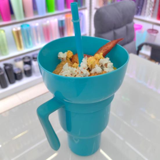 Snack And Drink Cup with Straw Lightweight Stadium Tumbler Portable Reusable Snack Tumbler Bowl for Family Gatherings Picnics