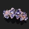 Clip de Primavera de Circonita Blanca Flor de Pedrería Brillante Clip Superior Clip Horizontal Elegante Adorno para el Cabello de Moda para Madres