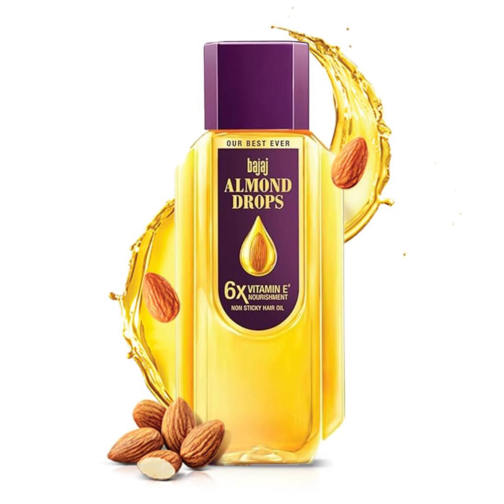 Bajaj Almond Drops Hair Oil 625ml 6X Vitamin E Nourishment Non-Sticky Hair Oil For Hair Fall Control