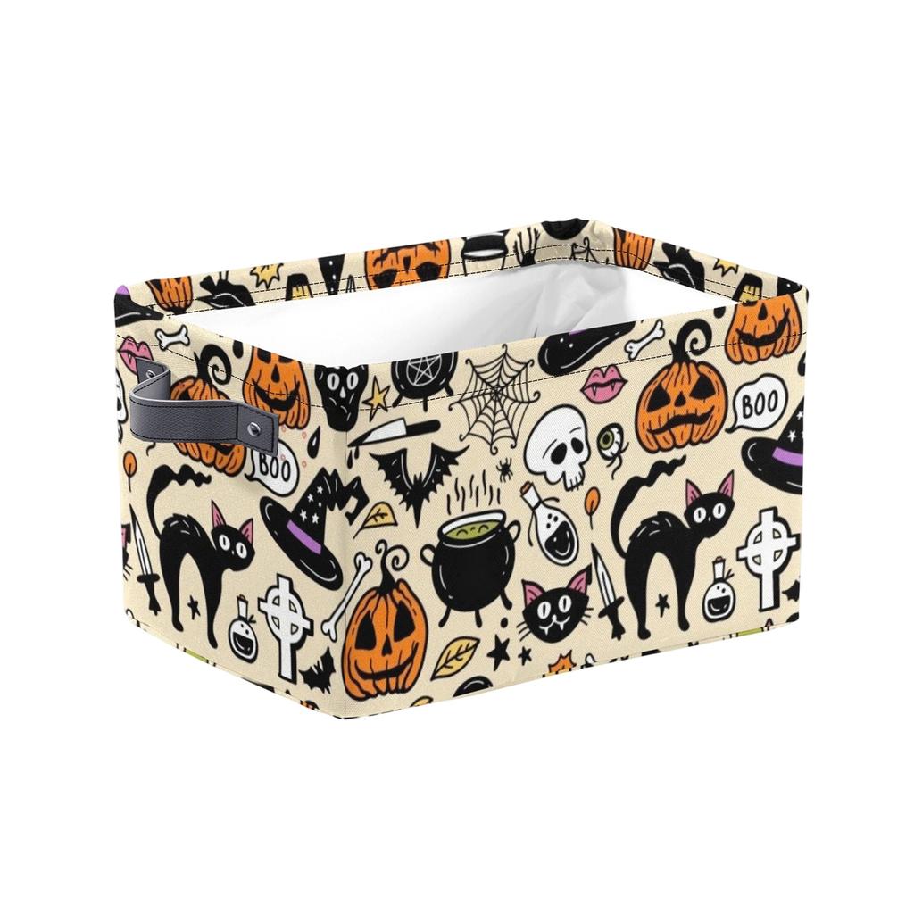 Halloween Printed Storage Basket, Large Capacity with Handles for Clothes and Pants