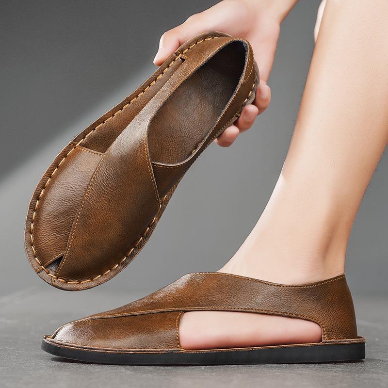 Designer Sandals Men's Handmade Cowhide Leather Sandals Fashion Hollow Out Casual Sandal Summer Comfortable Flat Sandals for Men