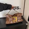 New Shoulder Bag with Retro Design and Pleated Hardware Belt Buckle Shoulder Bag