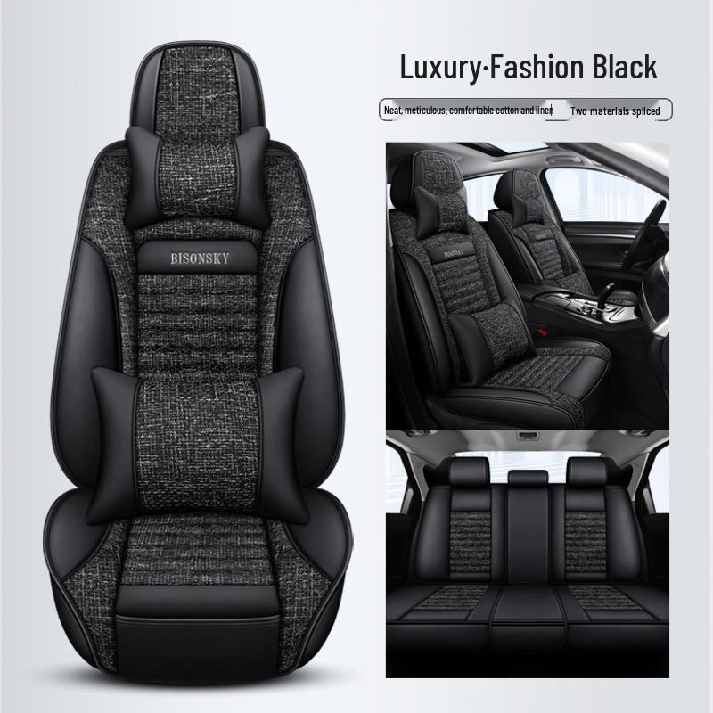 Hyundai Car Seat Cushion Cover for Reina, Elantra, Avante, Verna, Accent - Linen, Fits Five-Seat Models