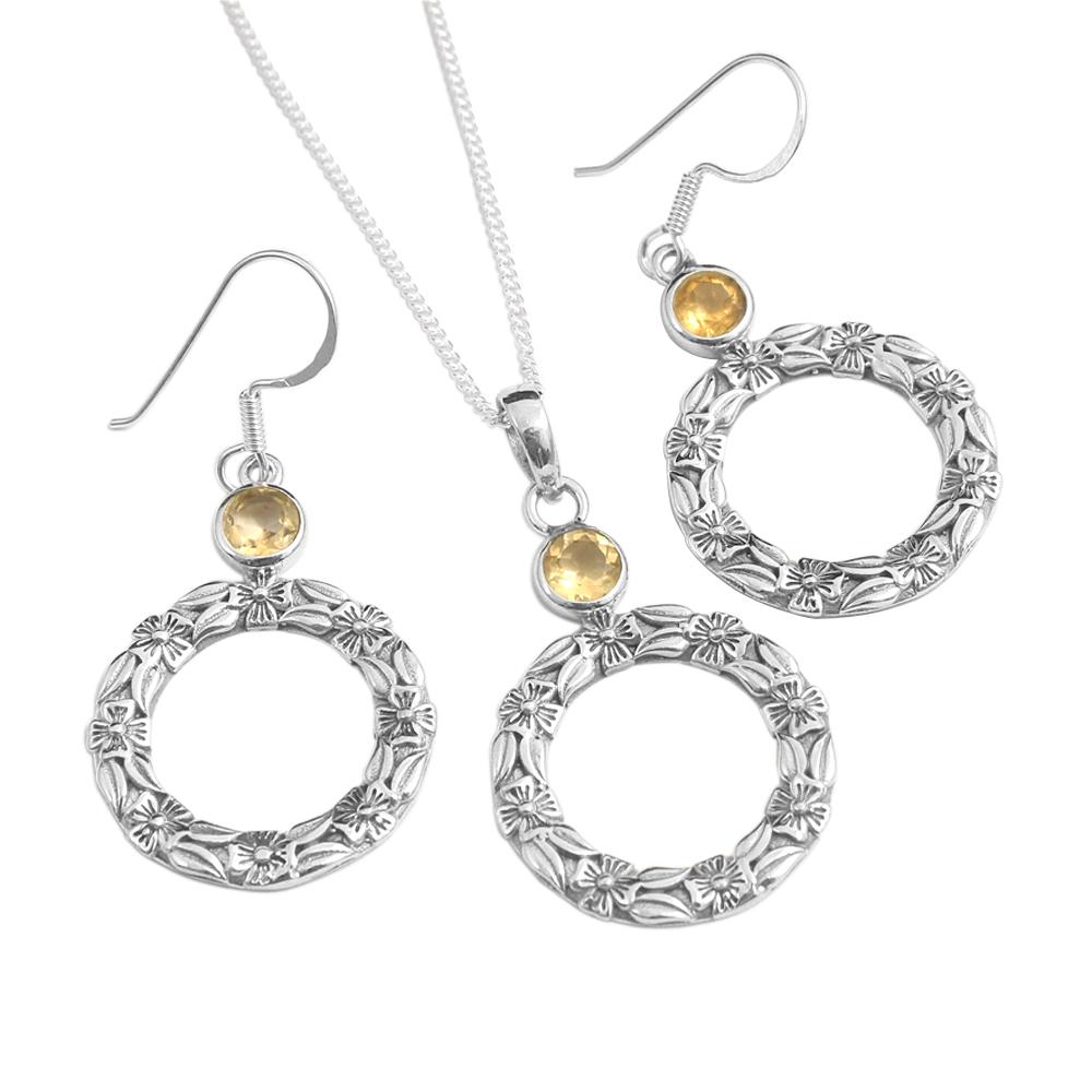 

Arisha silver Citrine sterling silver Necklace and Earring set жёлтый