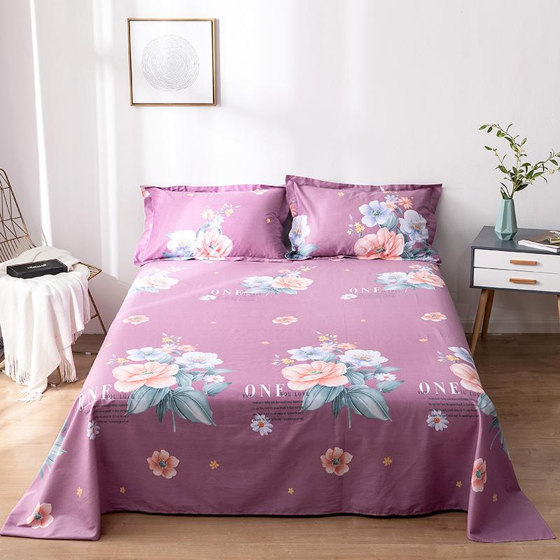 100% Cotton Country Floral Flat Sheet 3 Pieces Tulip Bed Sheet Set Soft Botanical Flower Blossoms Bed Cover with 2 Pillow Cases