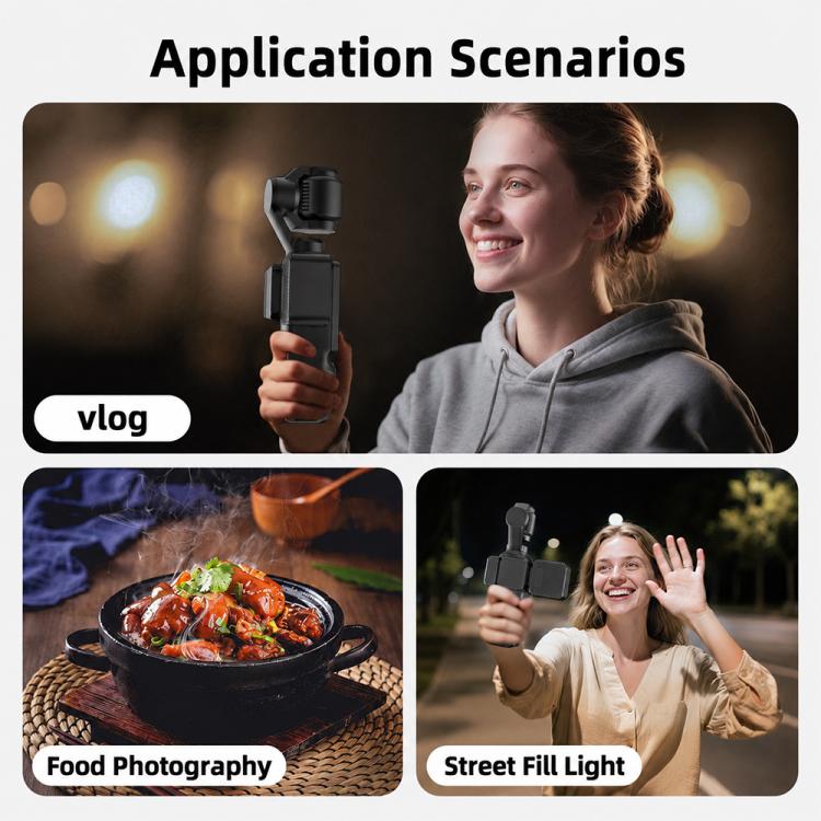 For DJI Osmo Pocket 3 Desiontal Portable Magnetic Fill Light, PM02 Dual Light (Black)
