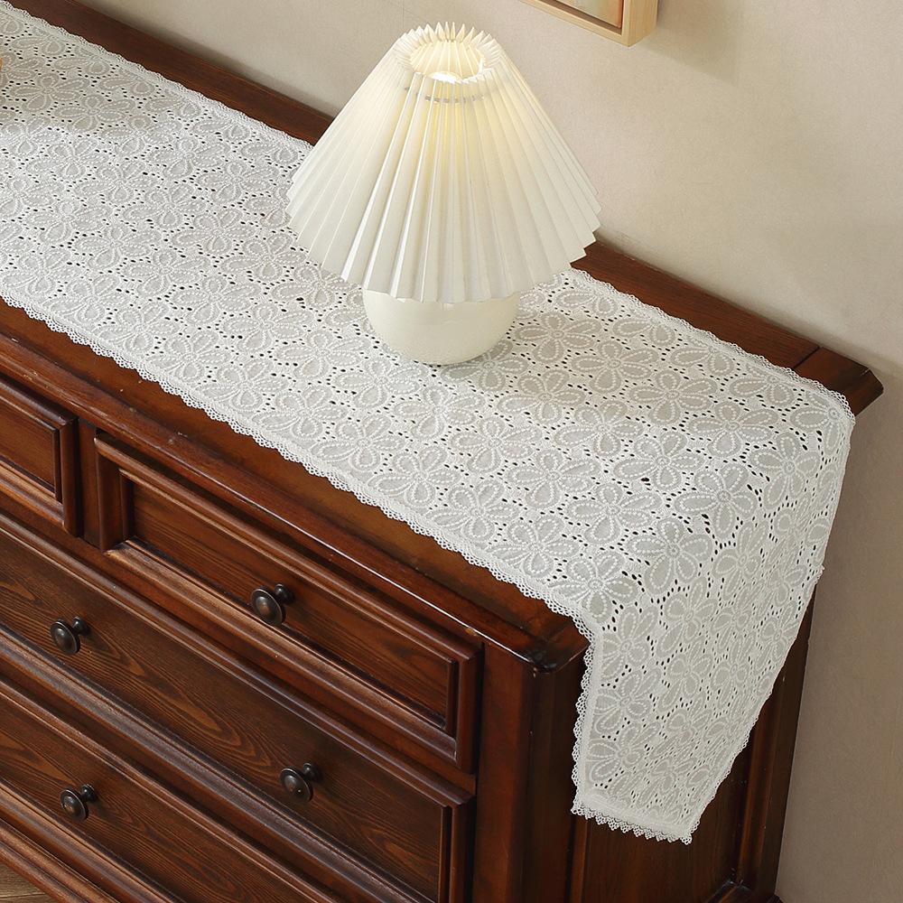 Kitchen Coffee Dining Table Rustic Farmhouse Living Room Bedroom Dresser Decor Lace Hollow-out Macrame Table Runner