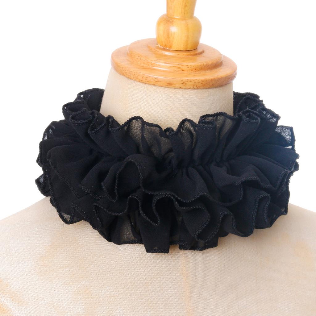 Elisabethanische Rüschen Falscher Kragen Viktorianisch Schwarz Halskrause Choker und Handgelenkstulpen Set für Halloween Kostümzubehör