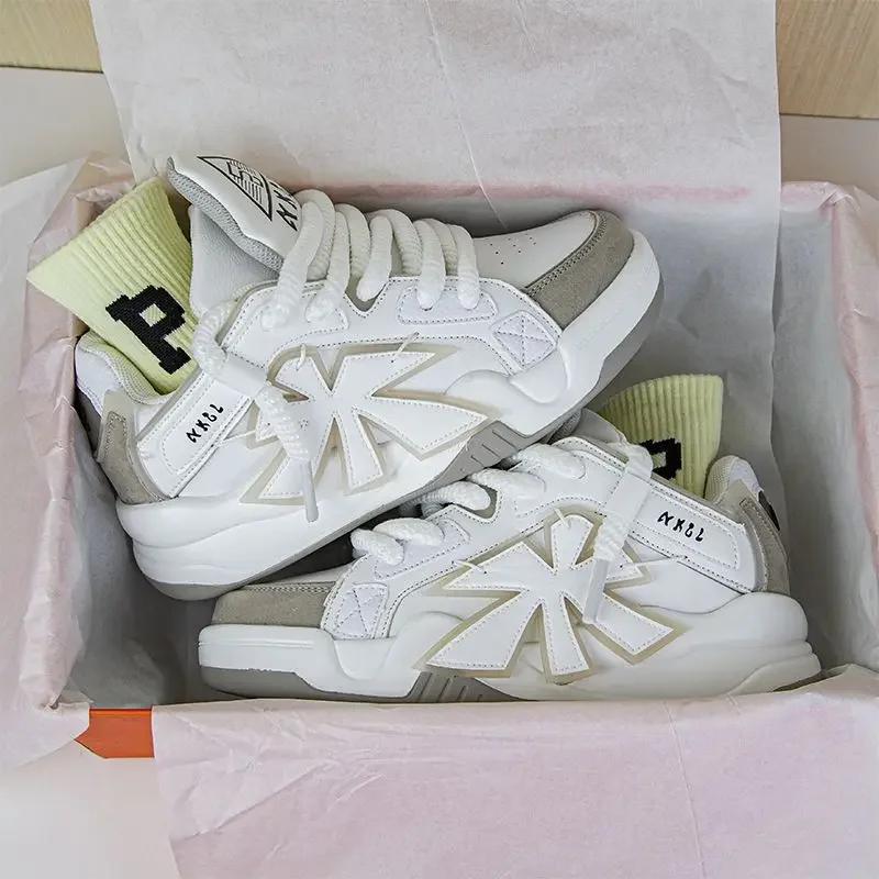 

Мужская спортивная обувь High Street, серая, модная, в американском стиле ретро, повседневные кроссовки на платформе, женская, дышащая, мужская обувь 36 белый