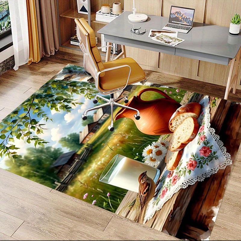1PC Rustic Breakfast Non-Slip Floor Carpet Compatible for Office&Living Room&Bedroom&Dining Room - Flat - Weave Machine-S0328