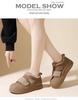 2024 Women's Thick-Soled Genuine Leather Fur Sneakers - Winter Warm, Velvet-Lined, Outdoor Sports Shoes
