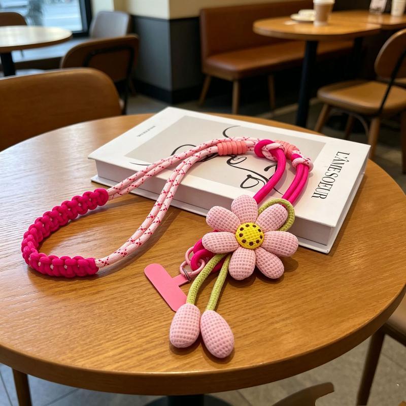 1Pcs Crossbody Long Rope Lanyard Rope Creative Cartoon Flower Phone Universal Lanyard Decorative Pendant Accessories