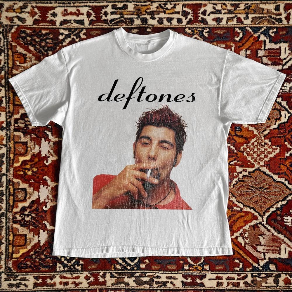 Deftones Chino Moreno Smoking T-Shirt White Vintage Graphic Tee Unisex 90s Style S