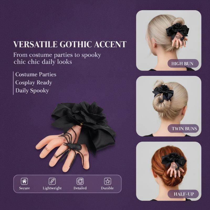 Halloween Spooky Fake Hand Hair Clips Gothic Hand Spider Hair Clip Hspider Decor Headwear Halloween Costume Claw Clip Gifts