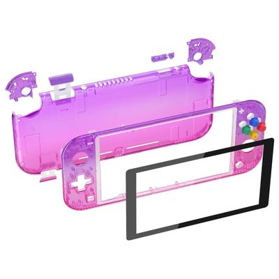 EXtremeRate DIY Transparentes Gehäuse für Switch Farbverlauf Nintendo Switch Lite Controller Reparaturset mit Benutzerdefiniertem Gehäusedeckel für Switch Lite Transparent