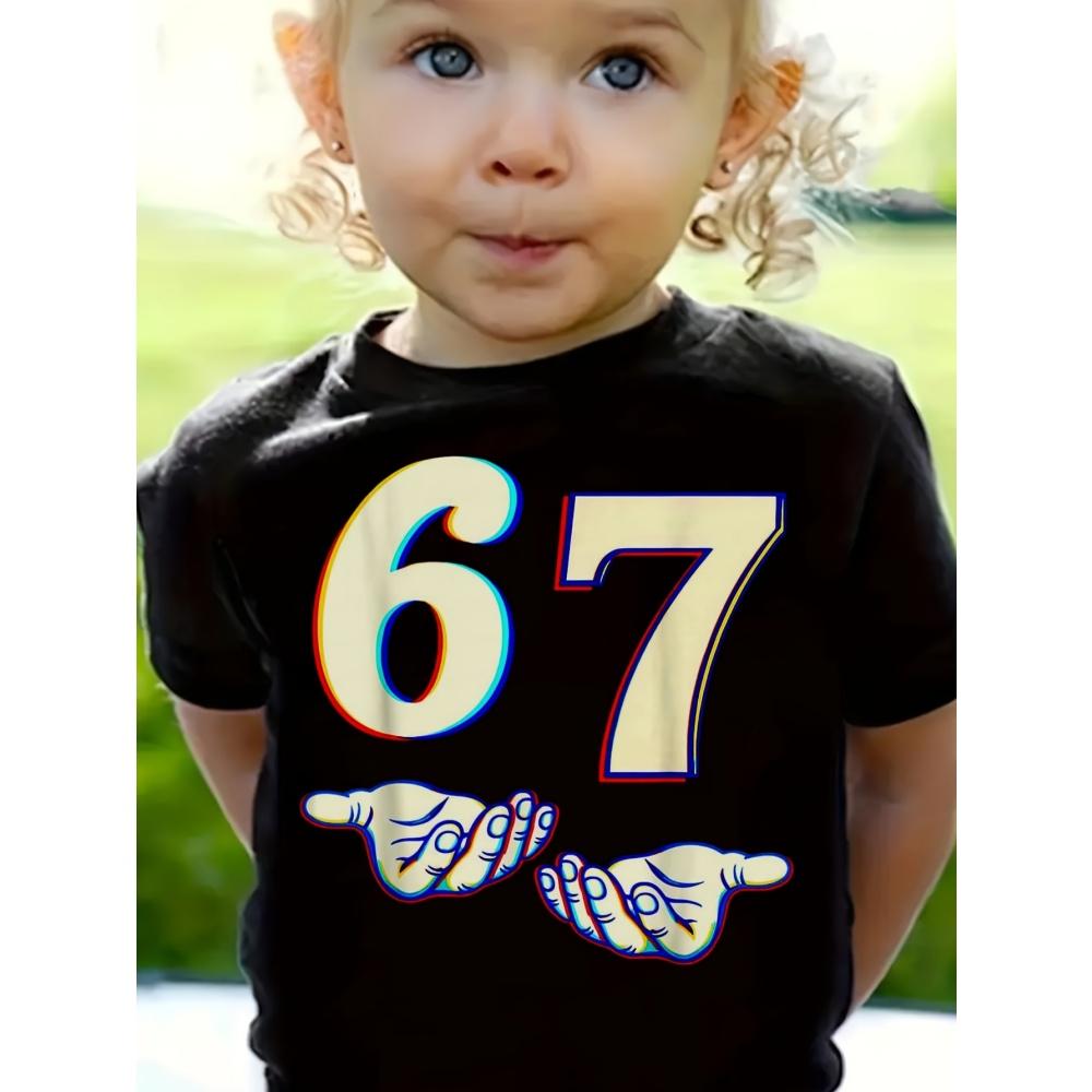 Children's Clothing 67 Christmas Elf Print Girls Short Sleeve Round Neck Tee Parties Casual Wear Comfort Children Clothes Girl
