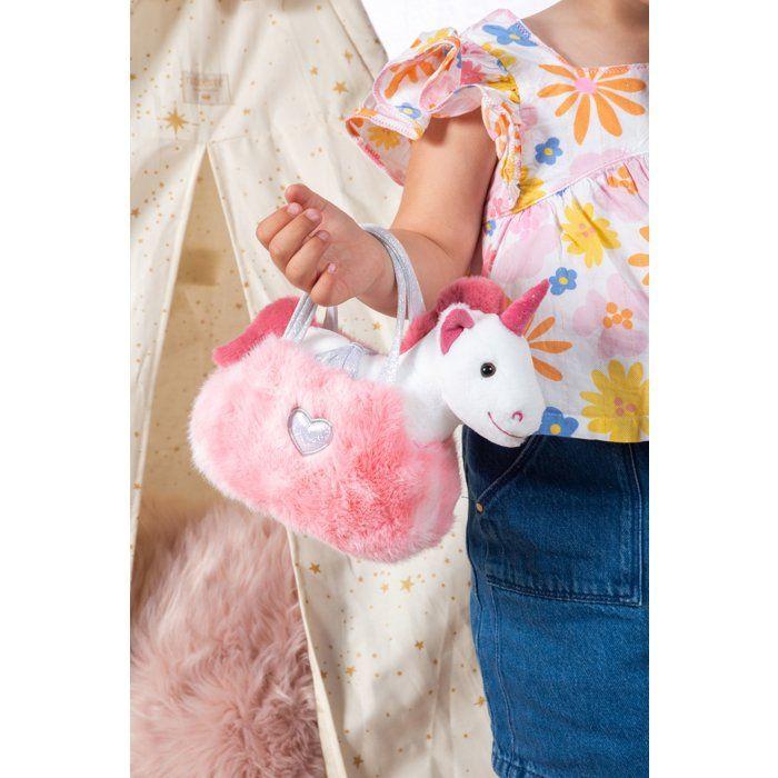 Peluche Licorne girly bag fashionista - GIPSY TOYS - 18 cm - Rose / Blanc
