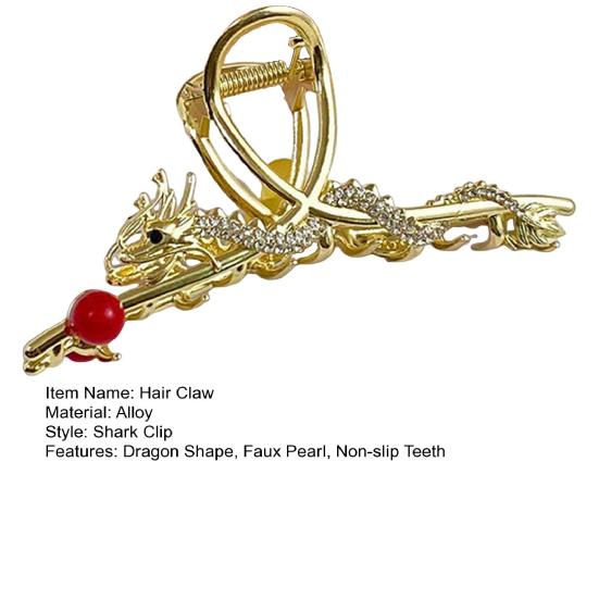 Women Hair Claw Chinese Style Dragon Shape Anti-slip Teeth Hair Clip Back Head Shark Hair Claw Hair Accessory