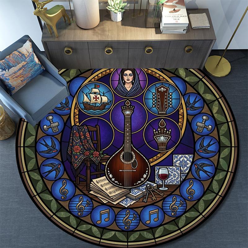 Celtic Musical Harmony Round Area Rug Under Office Chairs Bedroom Living Room Home Decor