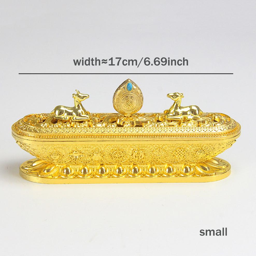 Lying incense burner Six-character mantra Metal censer for stick incense Household Double Deer Incense box home Decor