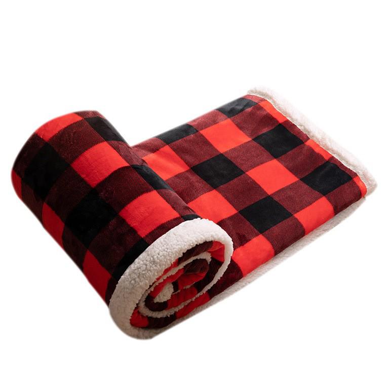 Double-Layer Lambswool Flannel Blanket: Plaid Office, Dorm, or Sofa Throw