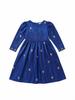 Girls' dress, blue, round neck, suitable for ages 4-7