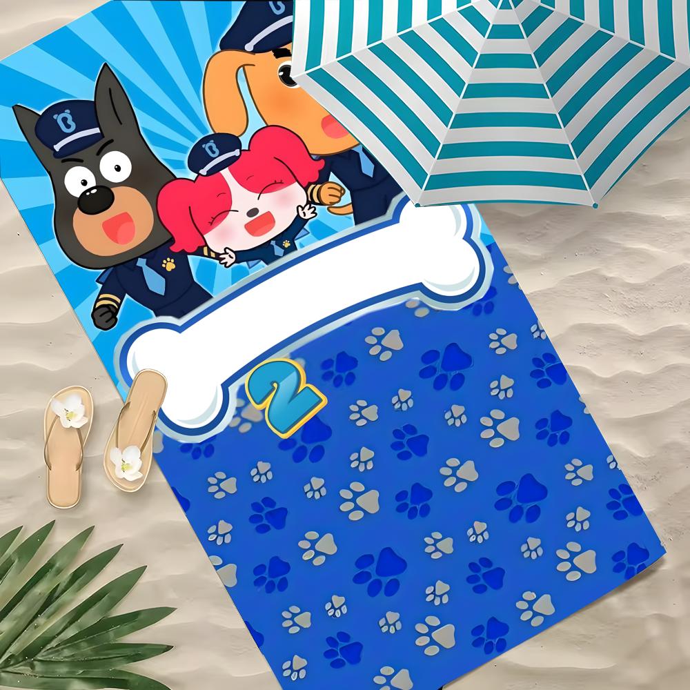 S-Sicherheitssheriff Labrador Handtuch Polyester Strandhandtuch Schnelltrocknend Sandfrei Badetuch für Sommer Pool Reise Urlaub