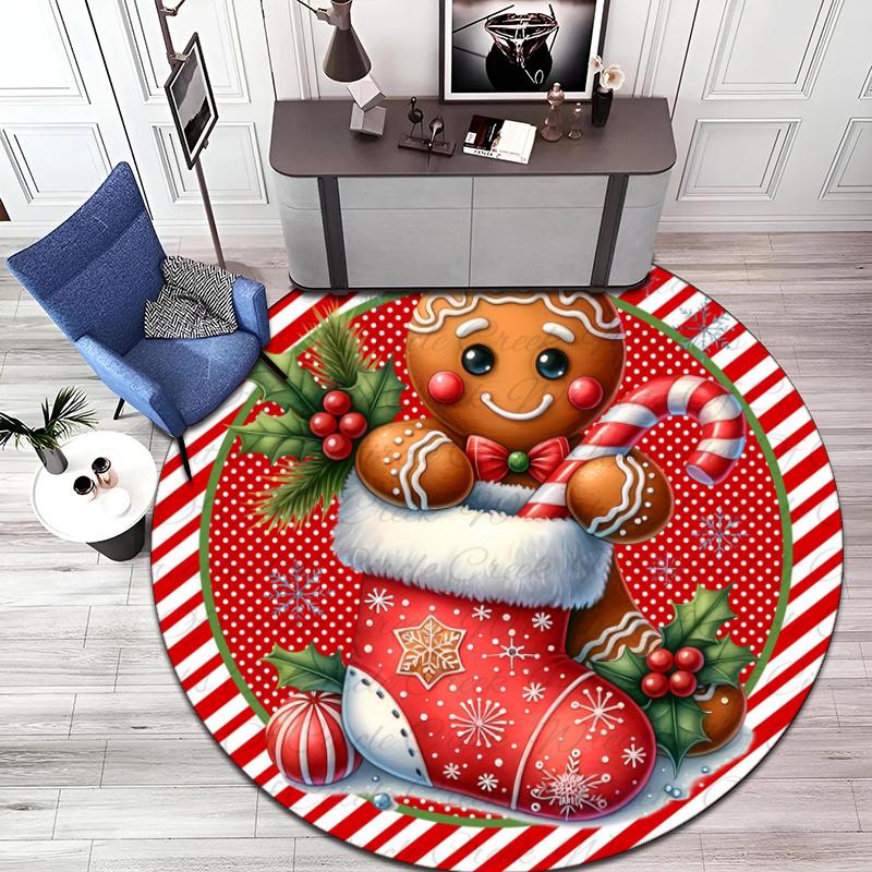 Cute cartoon gingerbread man Christmas gift rug home soft decorative anti-slip yoga table and chair mat carpet outdoor floor mat carpet Y1