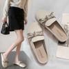 Baotou Halbschuhe Damen Sommer 2025 neu flachsohlig Schleife rutschfest Lazy Muller Französisch coole Hausschuhe