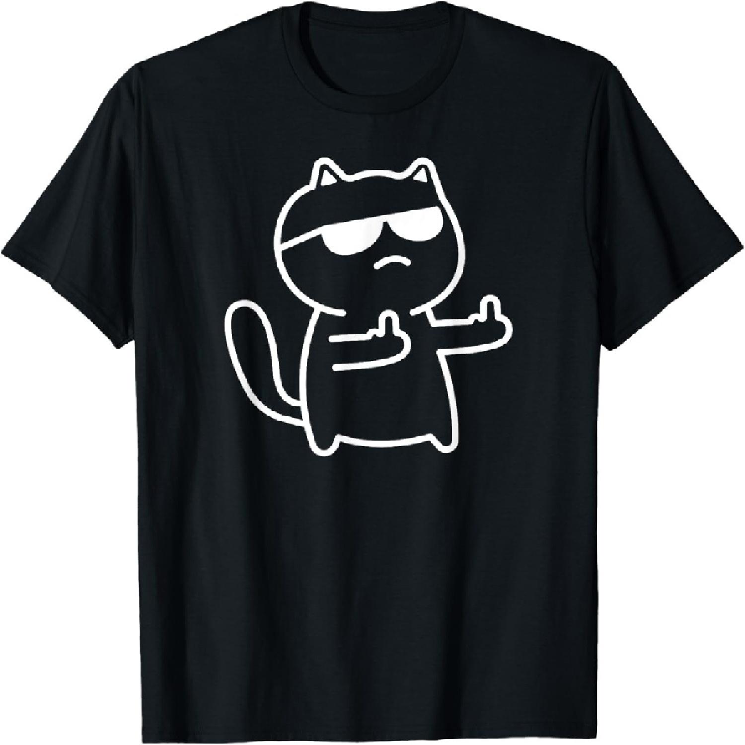 Cool Cat Shirt Funny Gift for Rebel Cat Lovers Middle Finger T-Shirt for Men Women XXXXXL разноцветный