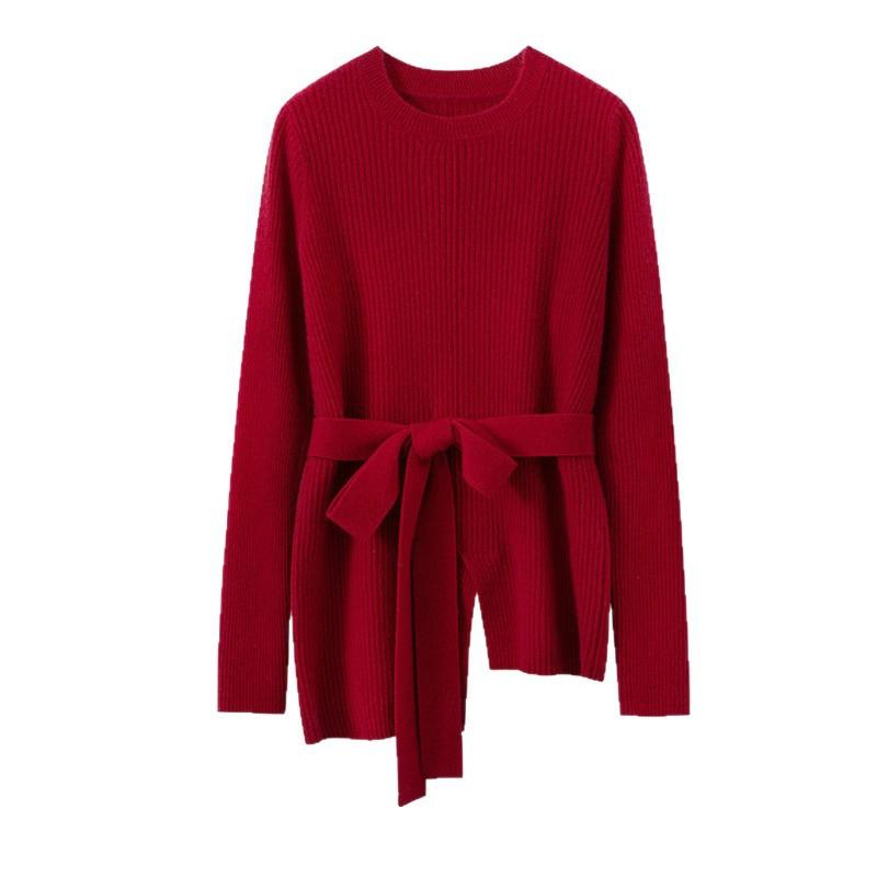 Cashmere Autumn And Winter New Women'S Slim-Fitting Round Neck Medium And Long Waist-Bottomed Cashmere Knitted Sweater