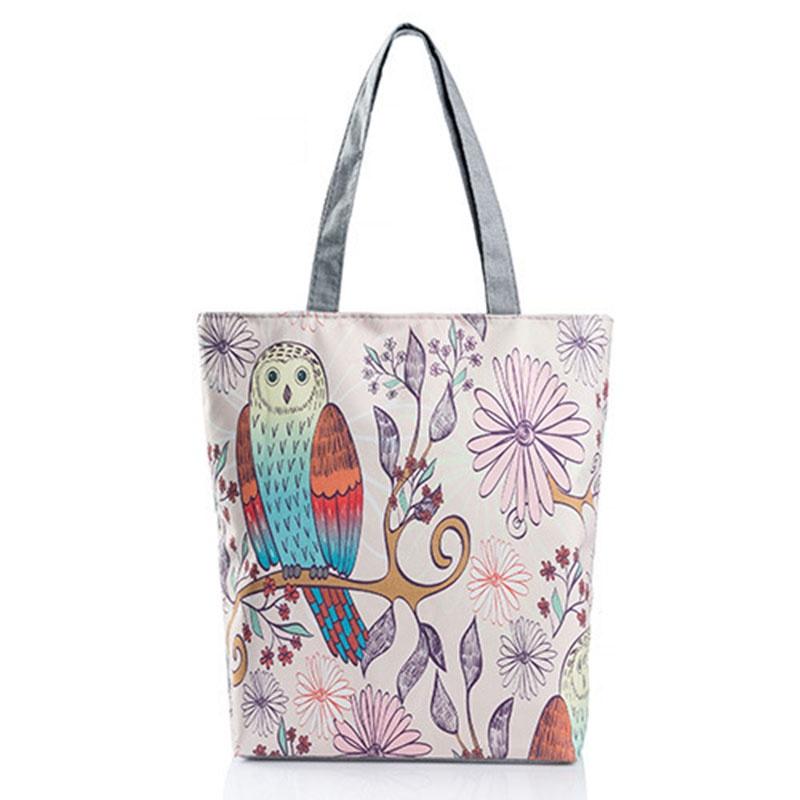

Stylish Women s Canvas Tote Shoulder Handbag Featuring Owl Design For Travel And Shopping YellowOrange