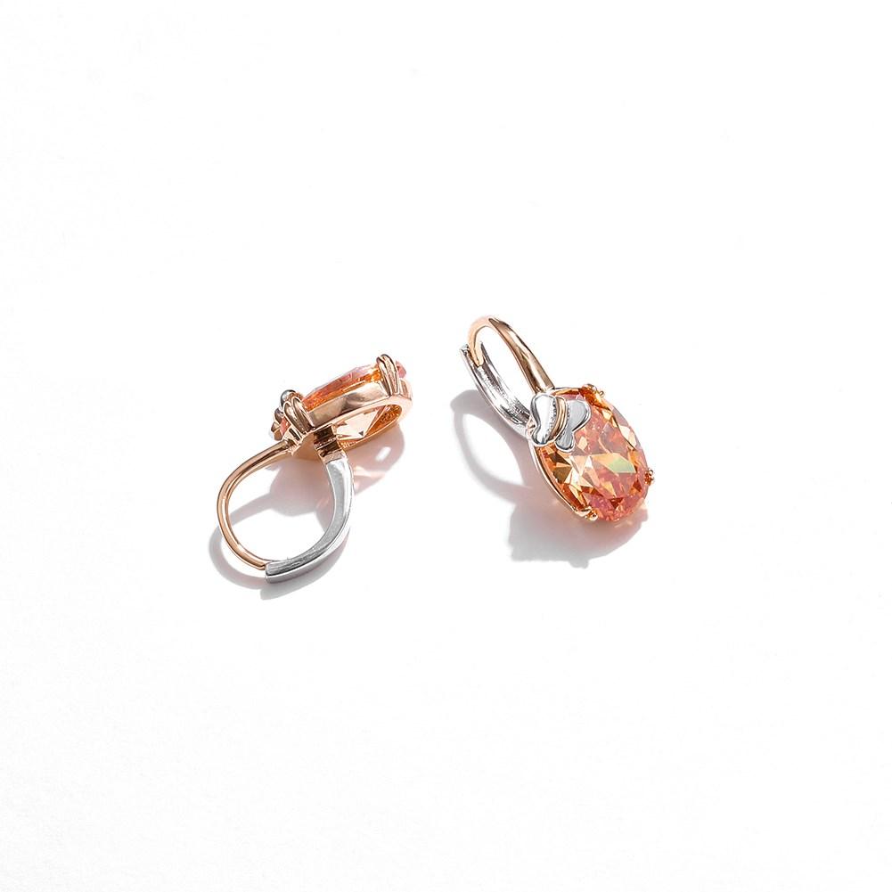 Amber Oval Zircon Dangle Earrings Elegant Gold Plated Jewelry for Women