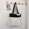 Korean Polka Dot Pleated Canvas Tote Bag - Women's Summer Sweet Style, Single Shoulder, Large Capacity