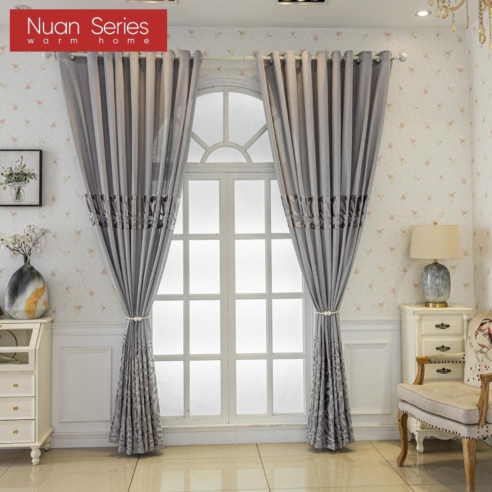 1PC Nuan Series Advanced European 40-70% Blackout Blue and Gray Jacquard Curtains for Living Room Bedroom Home Decor