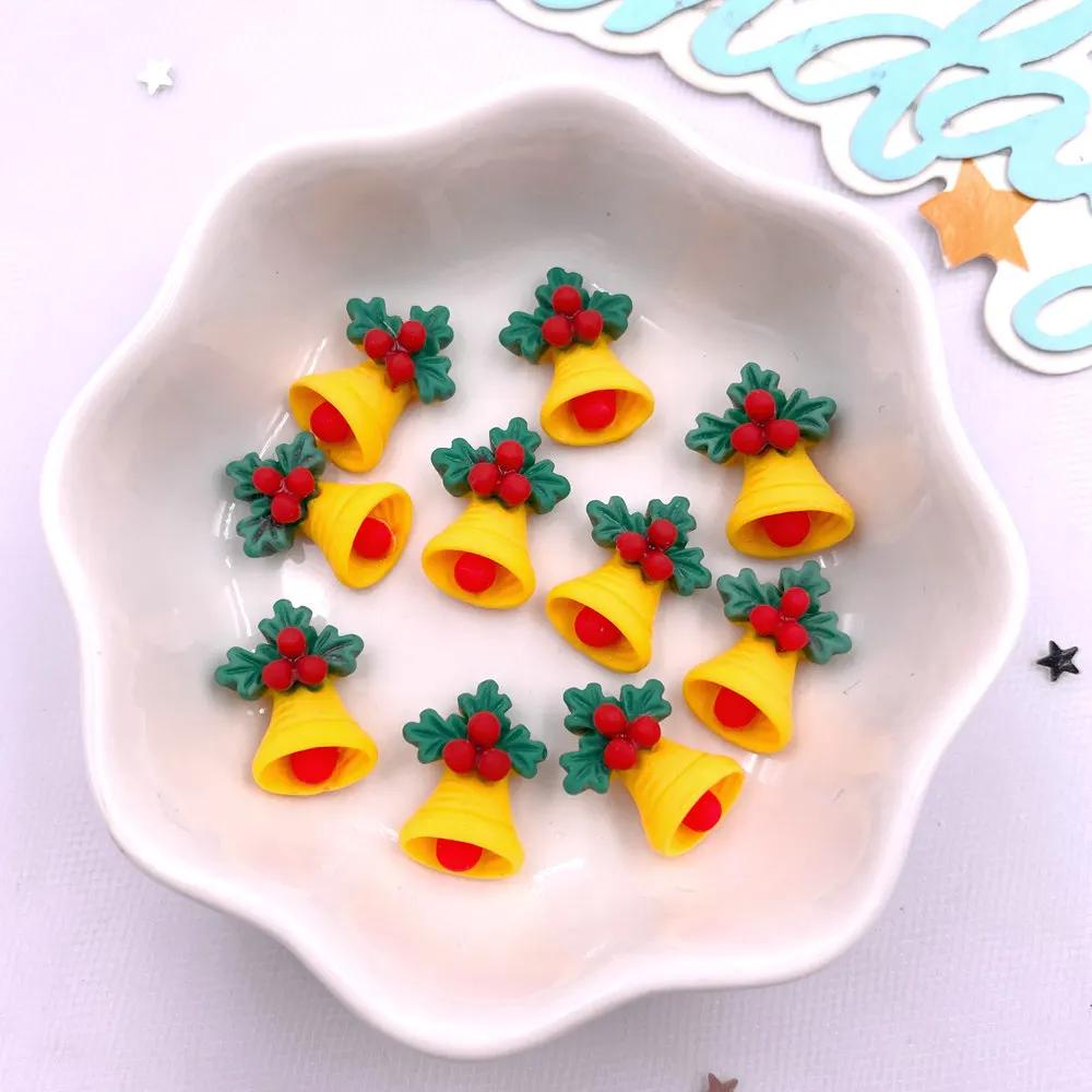 20pcs Resin Mini Colorful Painted Christmas Snowman Tree Santa Claus Deer Snowflower Bow Flatback Figurines DIY Scrapbook Crafts